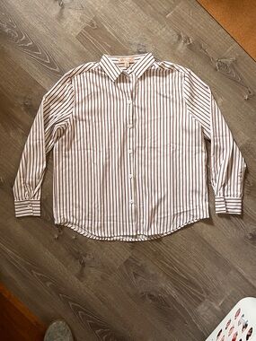 Philosophy Women’s White Striped Shirt with Brown Pinstripes